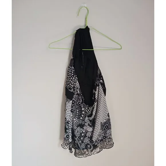 Vintage Floral Print Halterneck Sleeveless Blouse - Picture 4 of 13